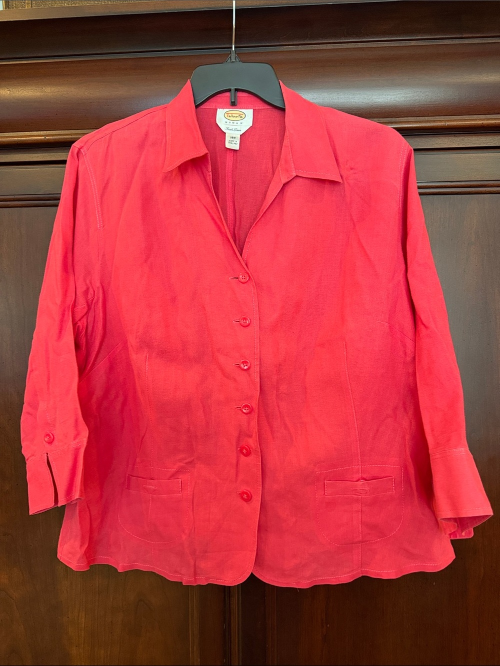 Talbots Coral-Red Button Front Blazer